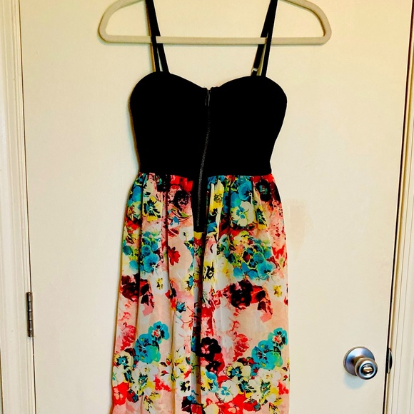 Material Girl Dresses & Skirts - NWT Hi/Lo Floral Zip Corset Chiffon Maxi Dress-Size S Fairycore 80s 90s Festival